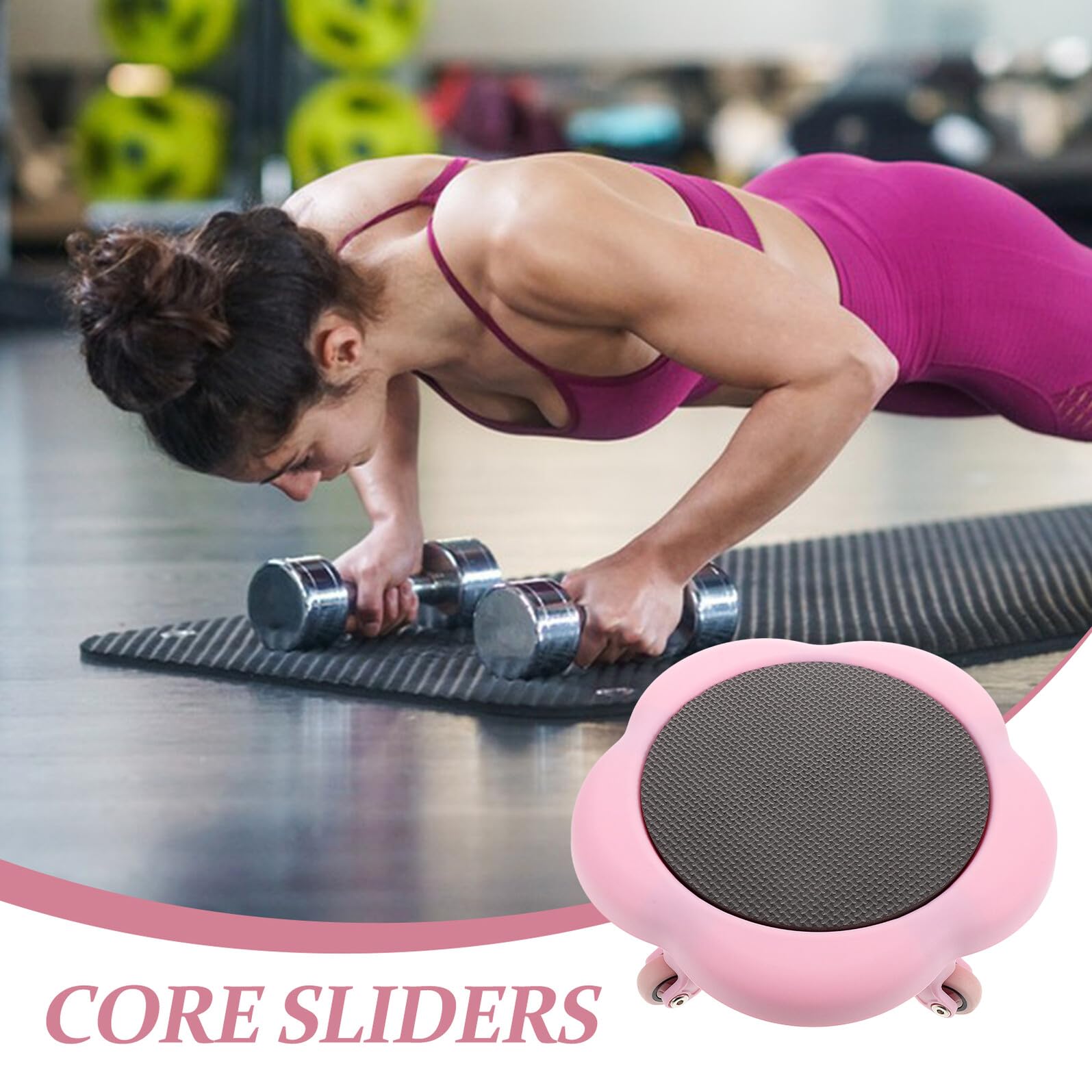 Disco Deslizante para Ejercicios Abdominales con Cinco Ruedas Color Rosa Equipo de Entrenamiento para Tonificación del Core Casa Abdominal Estable para Fitness y