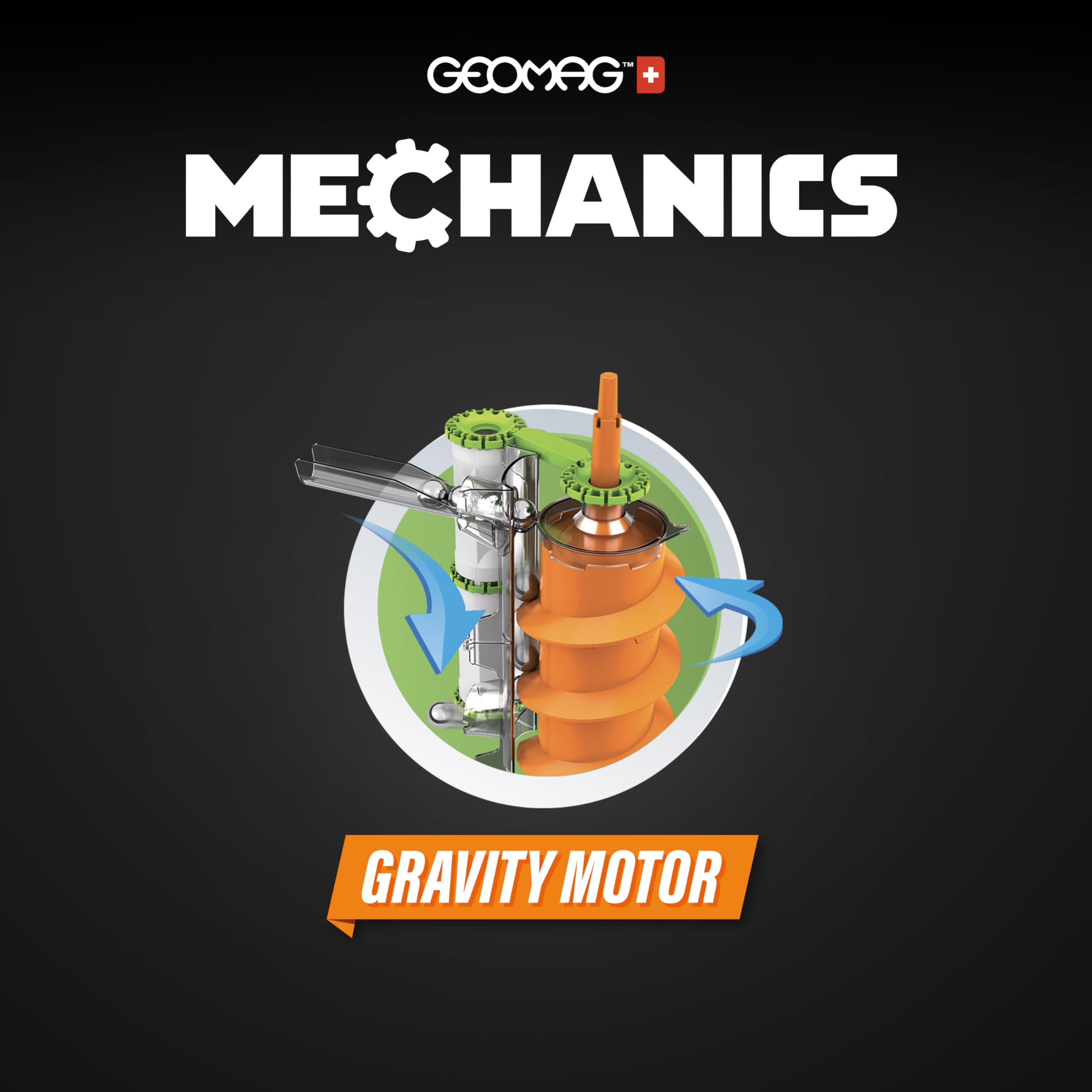 GEOMAG - Mechanics Challenge Strike -185 Piezas - Juego de Circuito de Construcción Magnética para Niños a Partir de 8 años - 90% Plástico Reciclado - 1 a 4 Jugadores - Hecho en Suiza