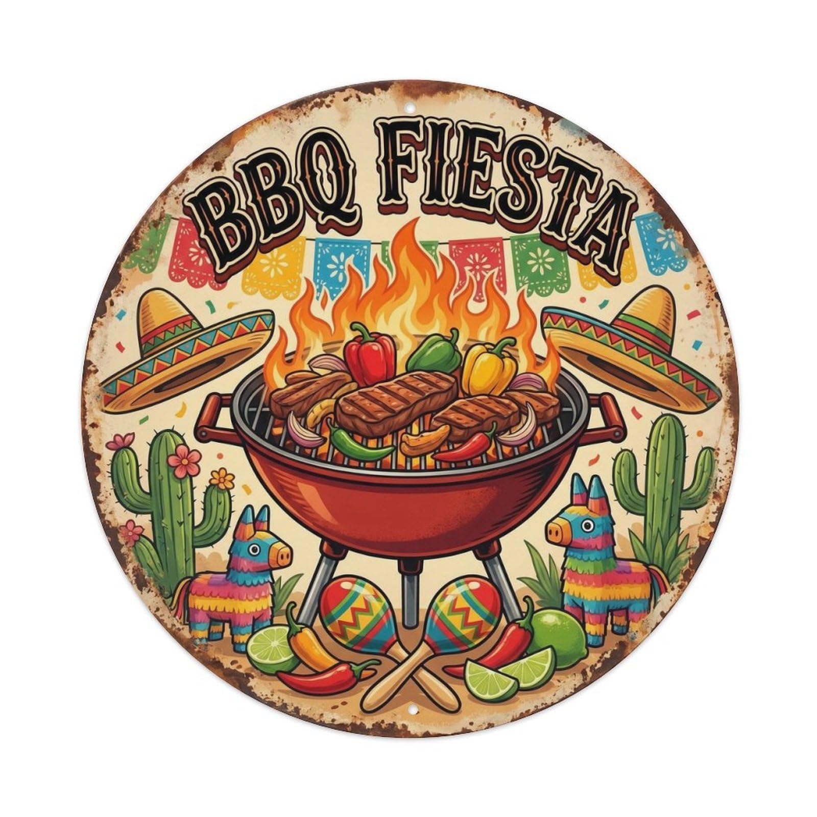 Tgrcjimh Style. Vintage Bbq Fiesta Outdoor Bar Metal Tin Sign