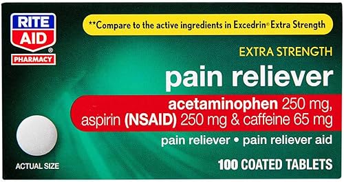 Miniatura 6 de Rite Aid Analgésico extra fuerte acetaminofeno 250 mg aspirina 250 mg cafeína 65 mg  100 tabletas  Alivio del dolorreductor de fiebre
