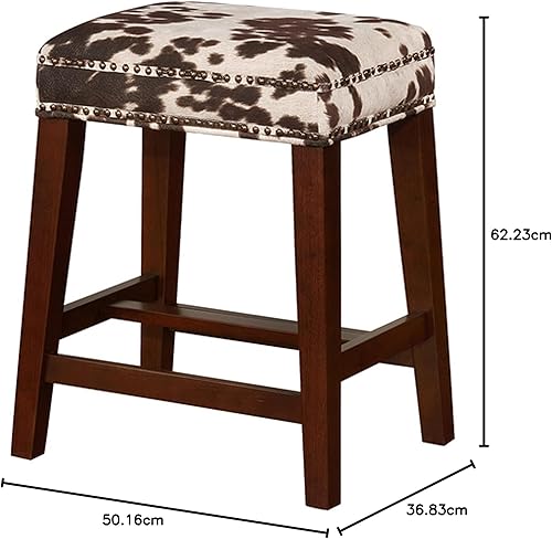 Miniatura 23 de Taburete de mostrador sin espalda con estampado de vaca marrón Harlow Linon Estampado de vaca café.,negro, (Black Cow Print),Gris