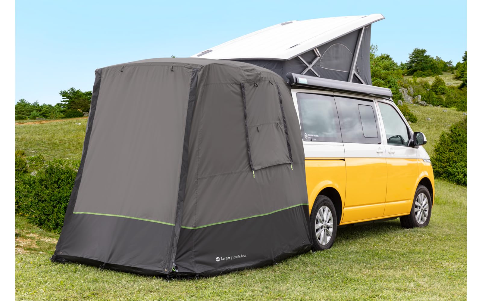 BERGER Tenda Posteriore Tonale per Van, Impermeabile con Zanzariera, Protezione UV+ Spazio Extra