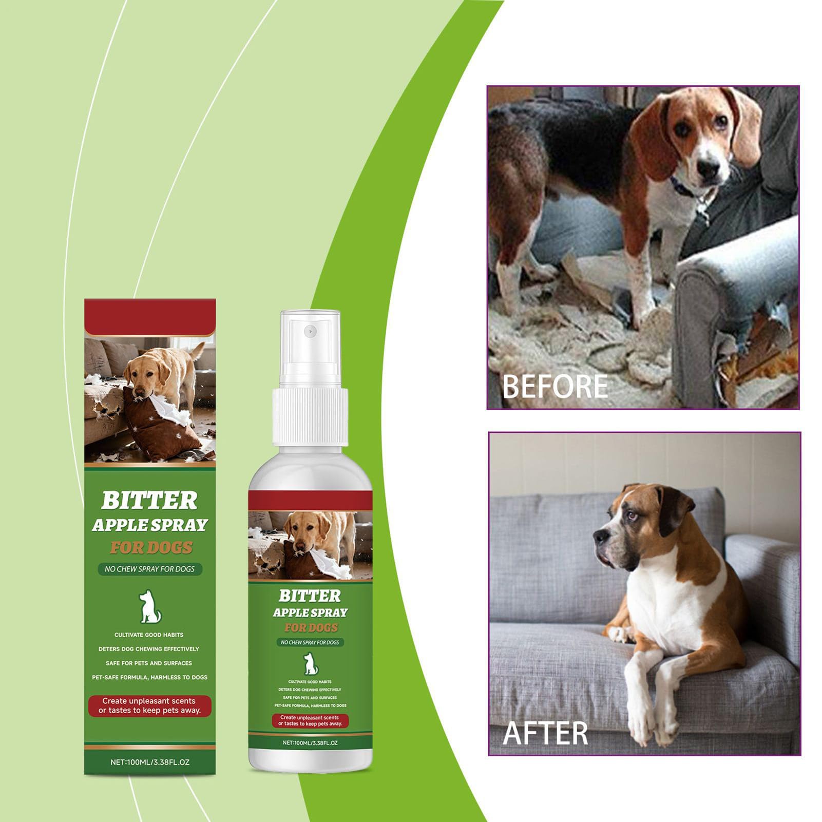 Spray do ?ucia dla psów, naturalny sk?adnik, 100 ml, naturalny korektor zachowania , spray ochronny do mebli, trwa?y, do wewn?trz, zewn?trz, dywan