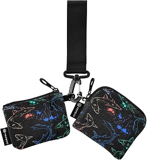 Colorful Sharks Keychain Wallet,Coin Purse,Mini Zip Around Wristlet Wallet, Ideal Portable Coin Purse for Women and Men