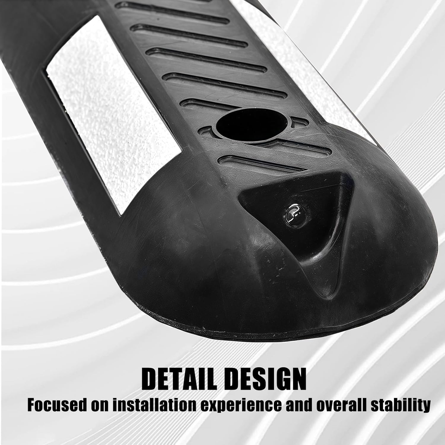 2 Pcs Traffic Lane Divider with Reflectors, Parking Lot Space Separator Curb System, Road Delineator Channelizer, 3.3FT Black