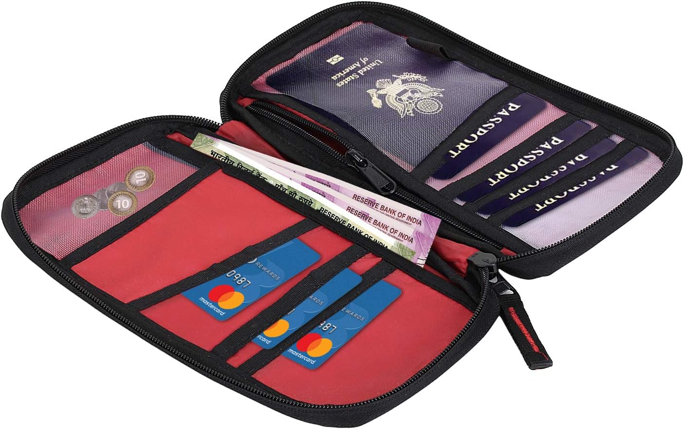 ANVA Travel Passport Holder Wallet Case for Credit Debit Card Ticket Coins Money Cash Currency Boarding Pass Pen � Black