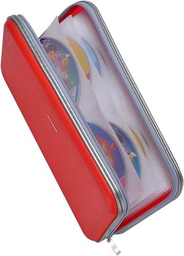 Miniatura 8 de Wismart Estuche de almacenamiento resistente para CD DVD Blu-ray de 72 capacidades, organizador de cartera (morado)