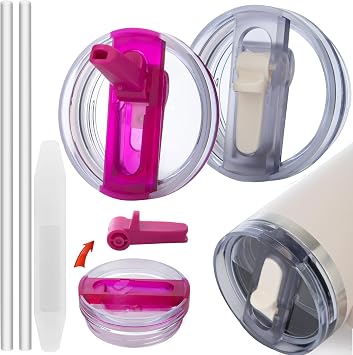 2 Pics Leakproof 40oz Tumbler lid for Stanley Quencher Protour BPA Free Spill Sproof Cup Top Replacement Lid Detachable Cover Stanley Cup Accessories40OZ NEW Cream&Rose pink