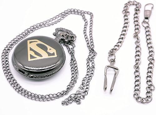 Miniatura 4 de Moda fresca cuarzo negro reloj de bolsillo para hombre colgante con collar cadena y cadena de bolsillo y caja regalos, Moderno