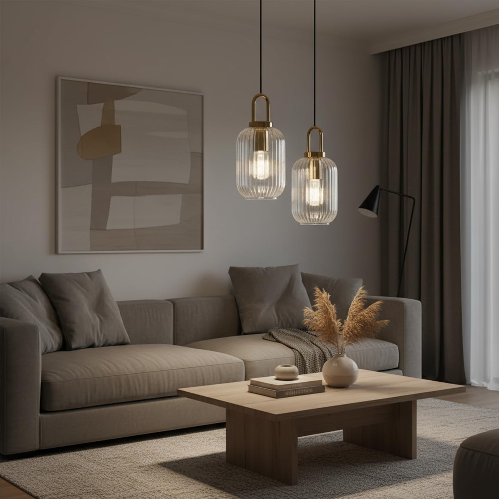 EKSED Lámpara colgante de vidrio transparente con acabado en oro bronce, lámpara colgante de luz de techo retro moderna para mesita de noche, mesa de comedor, isla de cocina (140 mm)