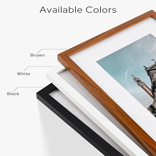 Miniatura 9 de Golden State Art, Portarretratos de 12 x 16 pulgadas, madera maciza con cristal real, para exhibir fotos de 8 x 12 pulgadas con paspartú o de 12 x