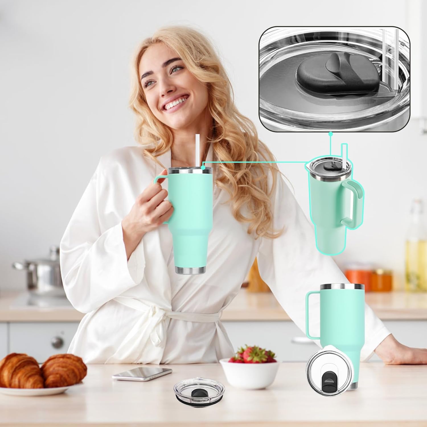 2 Pack Tumbler Lids for YETI, Replacement Lids Compatible with YETI 35/42 oz Tumbler with Handle, 30 oz Travel Mug, 26 oz Straw Cup, 14 oz Mug, BPA Free Cup Lids with Magnetic Slider Switch - Image 7