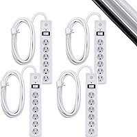 Vista 1 de GE home electric GE - Protector SurGE de 6 tomas, paquete de 4, cable de extensión de 15 pies, 800 julios, enchufe plano, cubiertas de seguridad