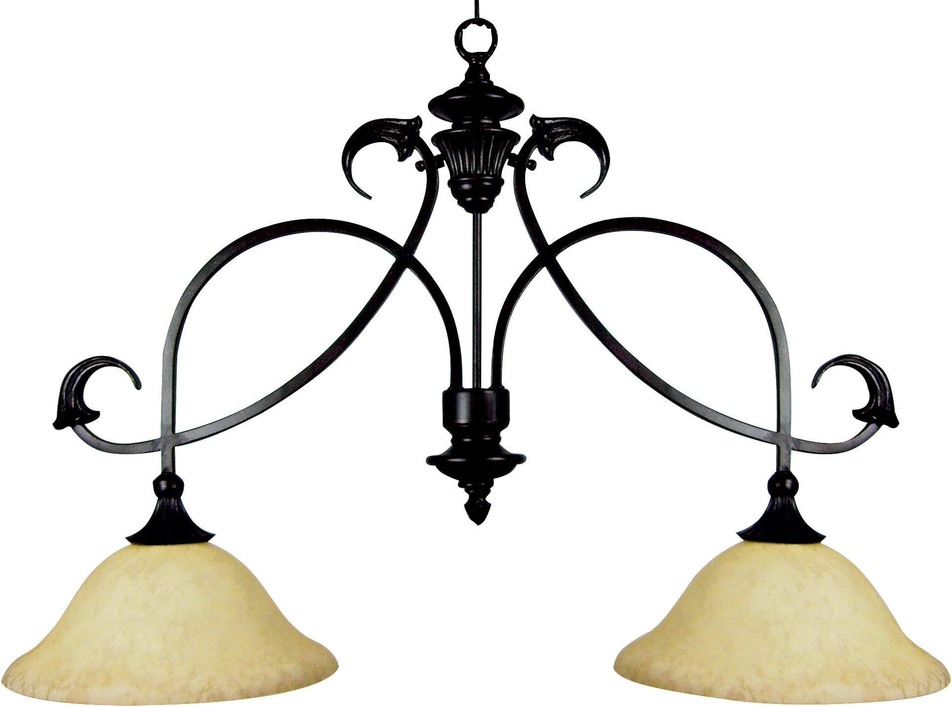 Yosemite Home Decor F023A02SB Verona Collection Two-Light Incandescent Kitchen Island Counter Sienna Bronze Frame with Honey Parchment Shades