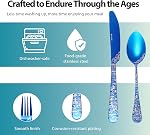 Blue Ensemble de couverts de vagues 20 Pièces en acier inoxydable Flatware Set Service pour 4 Ustensiles pour la cuisine maison Laser de mariage gravé lave-vaisselle coffre-fort tout bleu