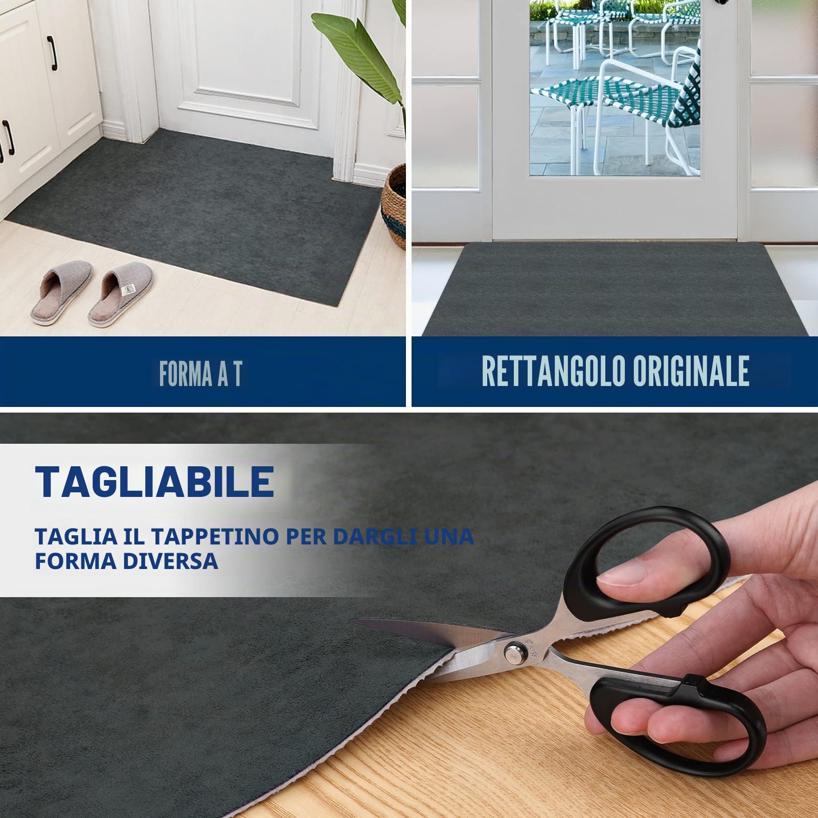 DFIONC - Zerbino per interni, lavabile, zerbino catturasporco, super sottile, resistente, tappeto da cucina assorbente, zerbino antiscivolo