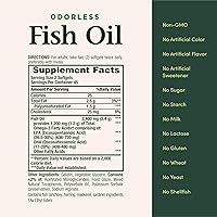 Vista 5 de Nature's Bounty Aceite de pescado inodoro, 1200 mg de omega-3 por porción, incluyendo EPA y DHA, apoya la salud del corazón, purificado