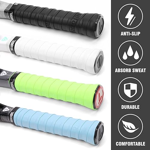Miniatura 2 de Teloon Cinta de agarre para raqueta, cinta de agarre para tenis, (6 o 12 unidades) Absorbe las bandas elásticas antideslizantes para el sudor,