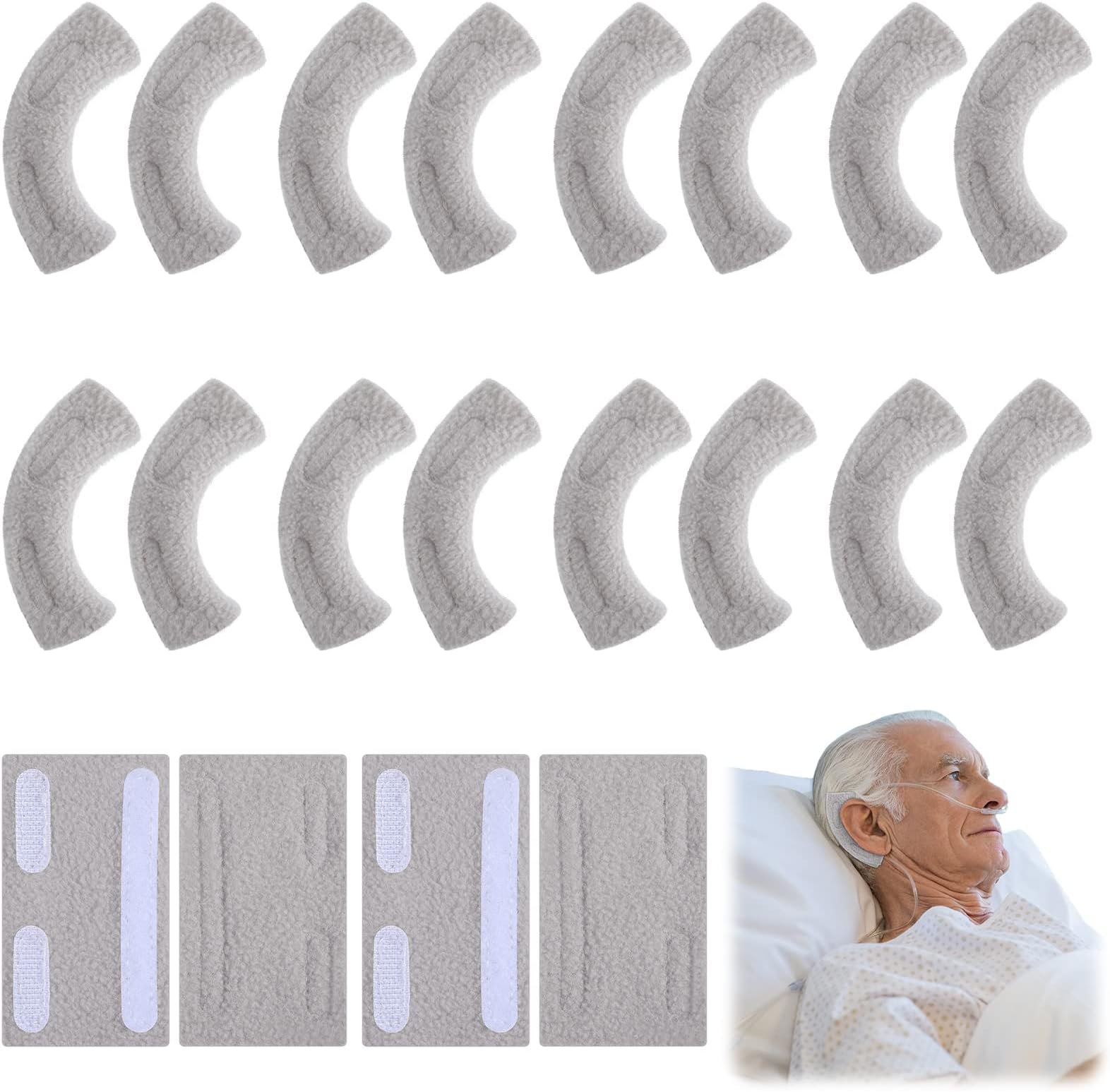 20 Pieces Nasal Cannula Ear Cushions Soft Oxygen Ear Pads Oxygen Tubing Cushion Comfort Cannula Wrap Oxygen Covers for Oxygen Users(Gray)