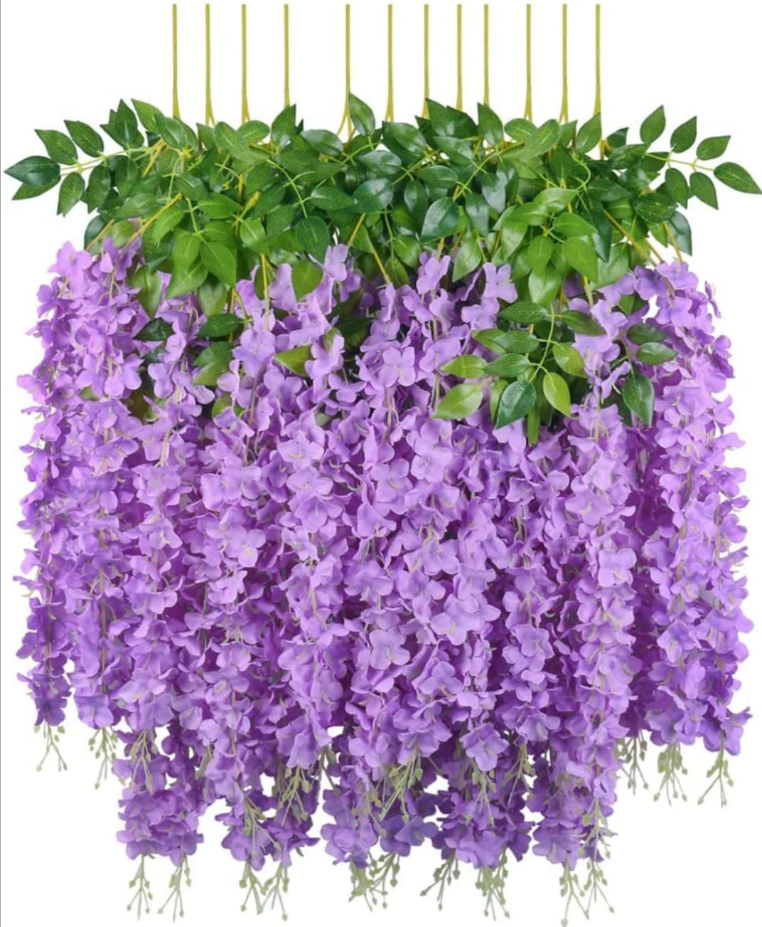 Pack of 6 (43.2Ft) Artificial Wisteria Vine| Ratta Fake Wisteria Hanging | Garland Silk Long Hanging Bush Flowers String for Home Party Wedding Decor (Dotted Purple, 6)