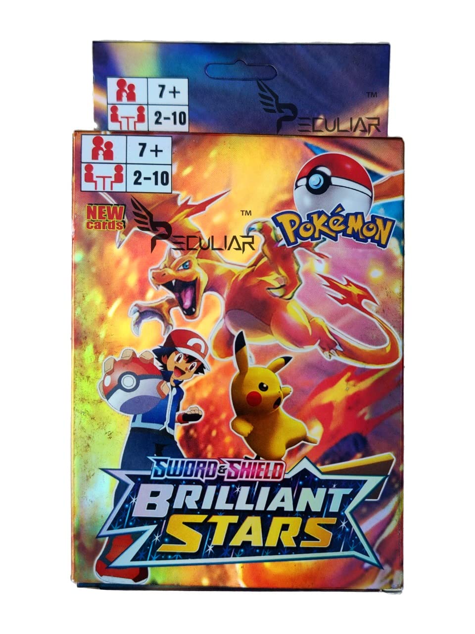 KS Enterprise Poke-Moon Sword and Shield Brilliant Stars, Only V and V-max Playing Cards Game Totally Surprising Cards Total 100 Cards(Multi Color)