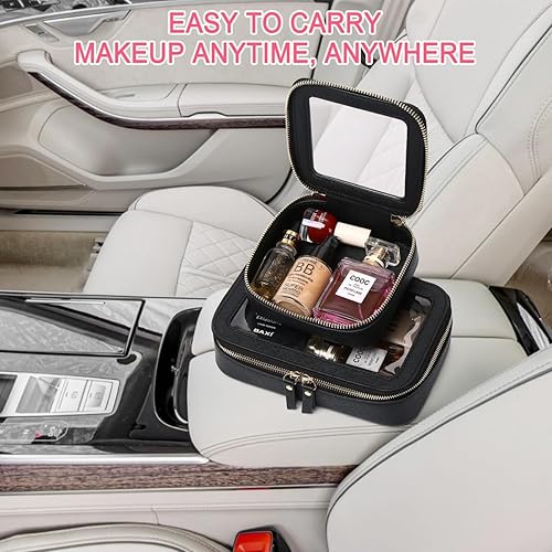 Miniatura 6 de Mini bolsa de maquillaje transparente para viajes, cosméticos y neceser para mujeres, bolsa transparente para automóvil (Cnegro, MINI)