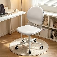 Modern Home Office Chair, Armless Desk Chair with Mid-Back, Swivel Height Adjustable Ergonomic Computer Task Chair for Office, Bedroom, Make Up, Study