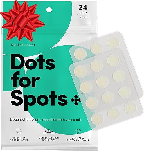 Dots for Spots Pimple Patches - Stocking Fillers - Pack of 24 Translucent Hydrocolloid Spot Treatment Stickers for Face - Fast-Acting, Vegan & Cruelty Free - Korean Skin Care