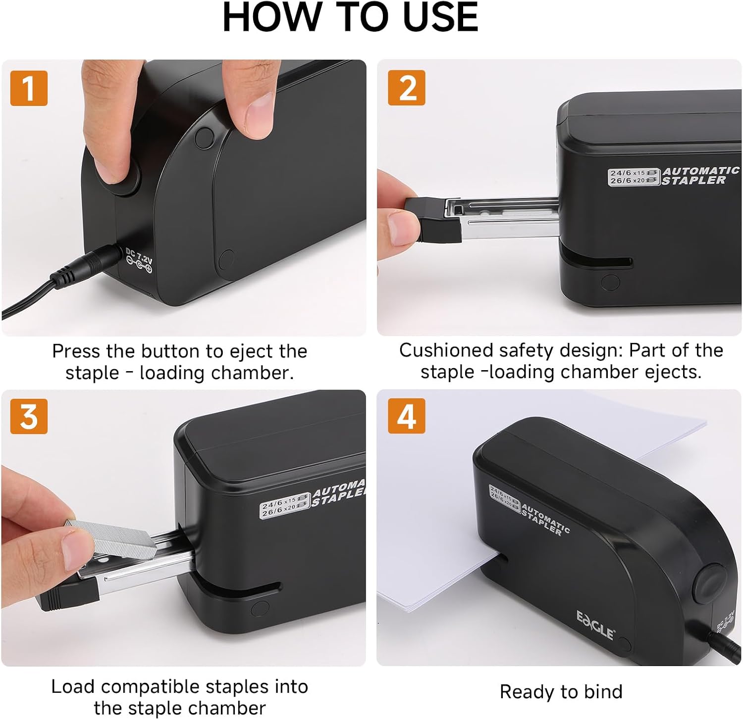 TYS Automatic Electric Stapler, 25 Sheet Capacity, with Staple Remover and 3000 Staples, 24/6 and 26/6 Compatible