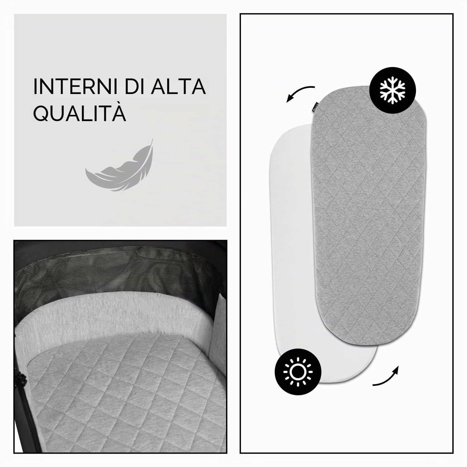 hauck Comfort N Care Set, Black - Passeggino 2in1 con Ruote di Gomma, Navicella Neonato con Pulsanti Memoria, Seduta Reversibile Reclinabile fino a 22 kg, Coprigambe, Portabibite, Sospensione