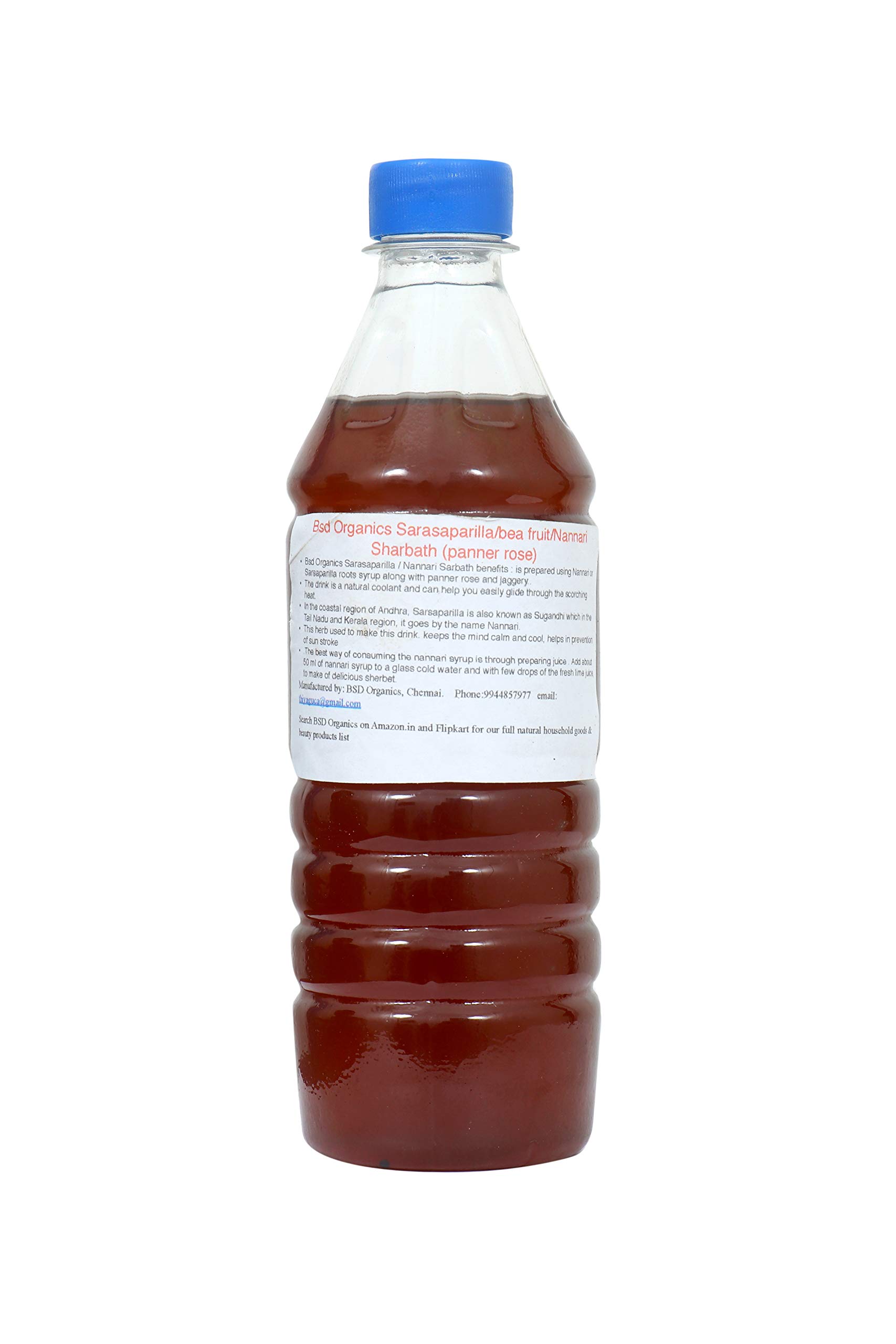 Bsd Organics Sarasaparilla/bea fruit/Nannari Sharbath (panner rose) -700 ml-image-27