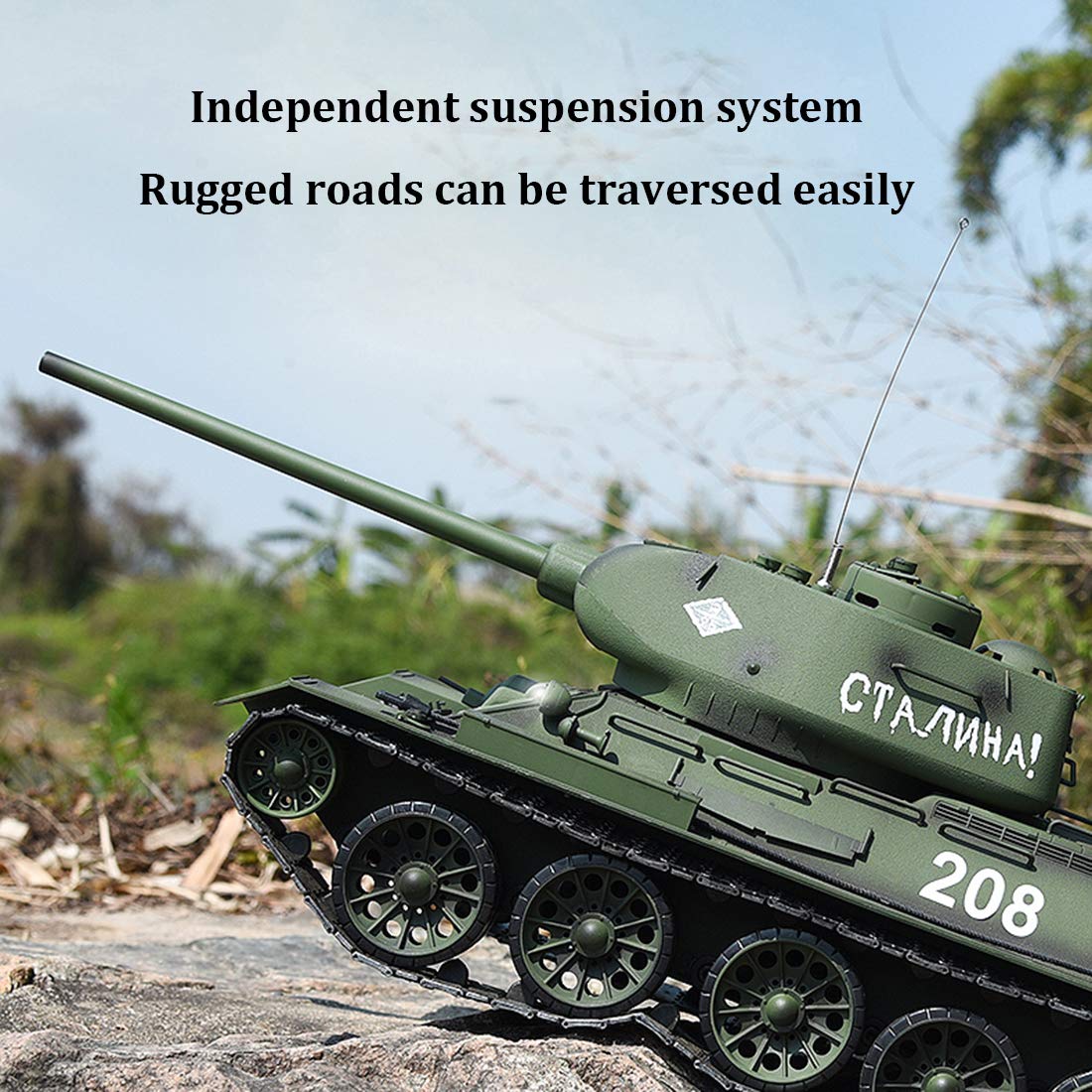 1/16 T-34 carro armato da combattimento modellismo, carro armato militare con effetti di fumo, kit di modellismo giocattolo per adulti - edizione aggiornata