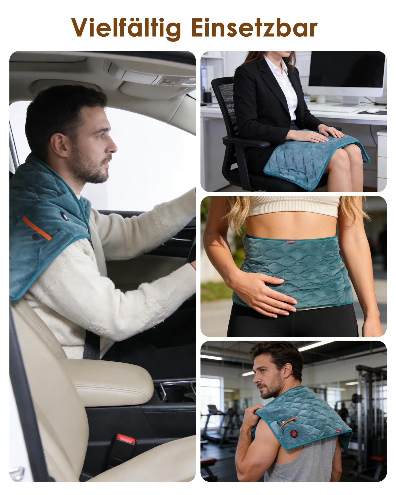 Wireless Electric Heating Pad with Battery, 10,000 mAh, Heating Pad Back with 3 Heat Settings, Rechargeable Heated Blanket Back with Strap for Back, Neck, Shoulder, Gift for Men Women