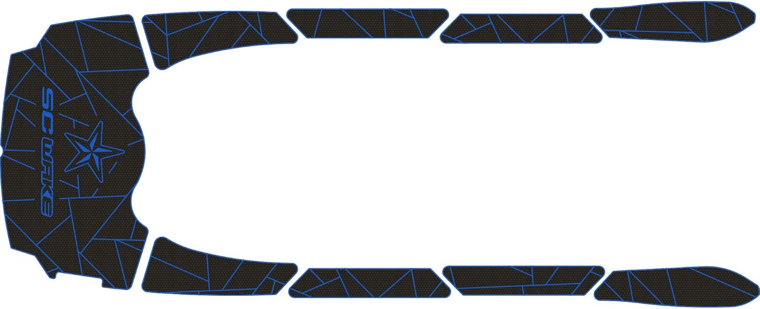 Premium Traction Mats Made for Yamaha VX Series, VXS/VXR/V1, 6mm Marine Grade PWC Decking, Diamond Cut Non-Slip Mat - Adhesive Comfort Series Fractal Design Mats - Black/Bimini Blue
