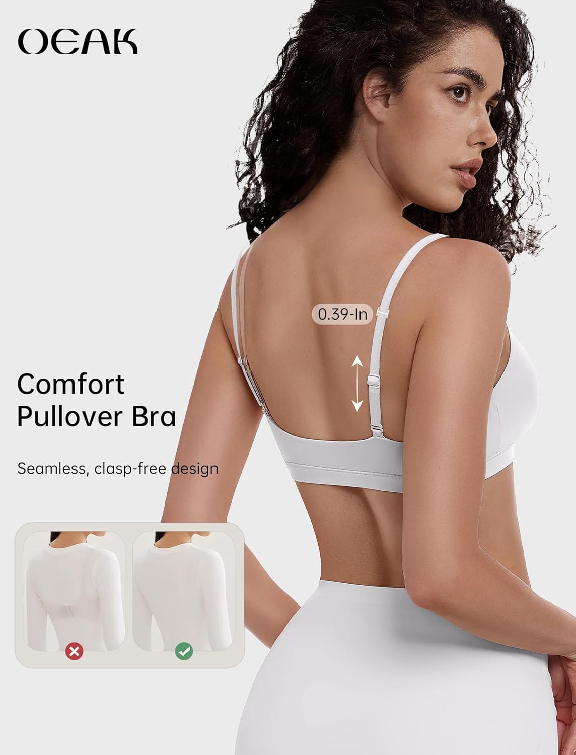 OEAK Womens Comfortable Bras No Underwire Cami Bra Seamless Unlined Bralettes Scoop Neck Unpadded Everyday Sports Tshirt Bra - Image 3