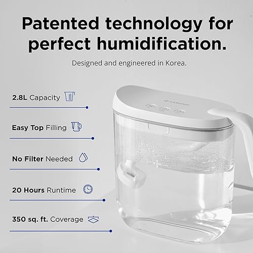 Miniatura 2 de Carepod Mini humidificador ultrasónico de niebla fría 21P, silencioso, sin filtro, fácil de limpiar, solo 3 piezas lavables para limpiar, apagado