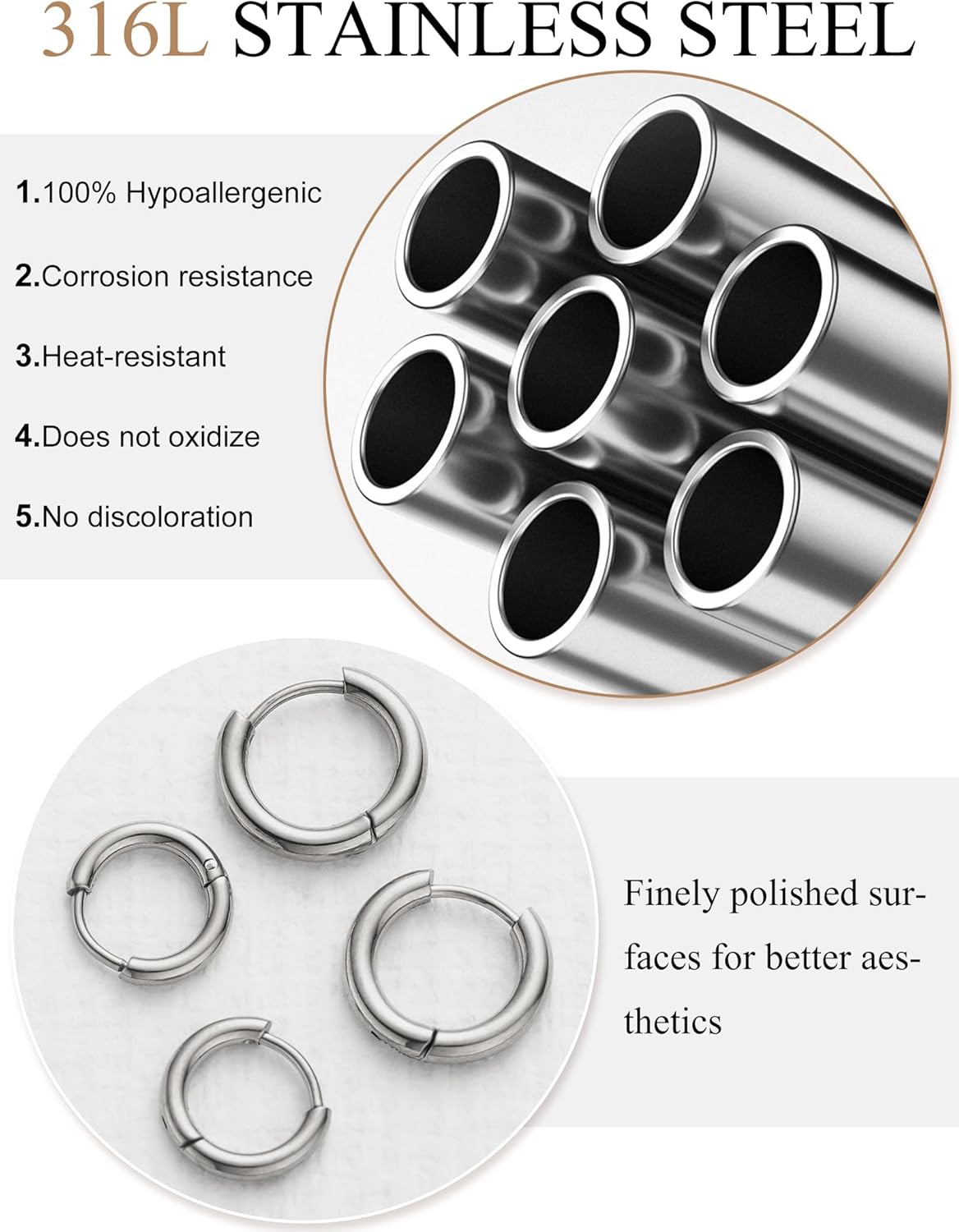 11 Pairs Surgical Steel Earrings Sets for Multiple Piercing Lightweight Small Huggie Hoop Earrings CZ Stud Earrings for Women Cartilage Trendy Hypoallergenic free combination（gold/silver/roes) - Image 5