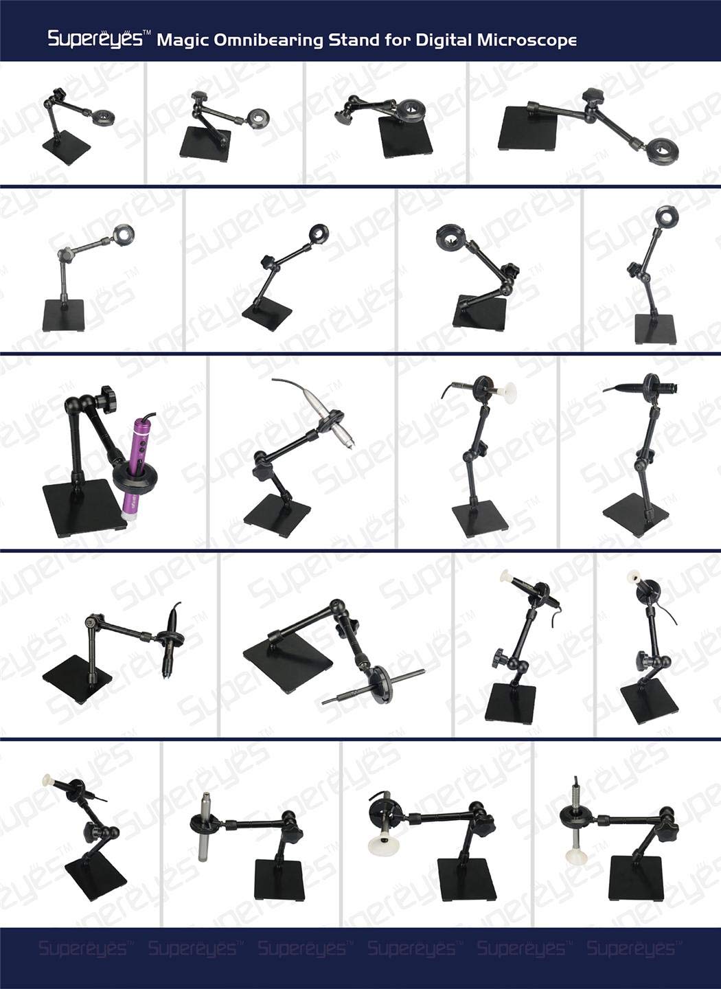 Z004 Magic Universal Adjustable Stand for Handheld Digital Microscope Magnifer Endoscope Otoscope Loupe