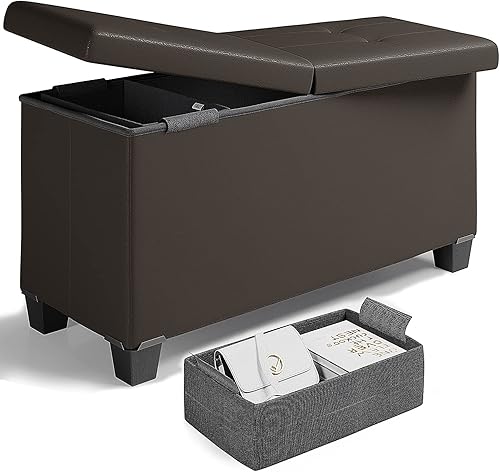 Miniatura 17 de Nestl Banco otomano de almacenamiento con contenedores de almacenamiento, banco de 30 pulgadas para dormitorio o sala de estar, máximo 660 libras,