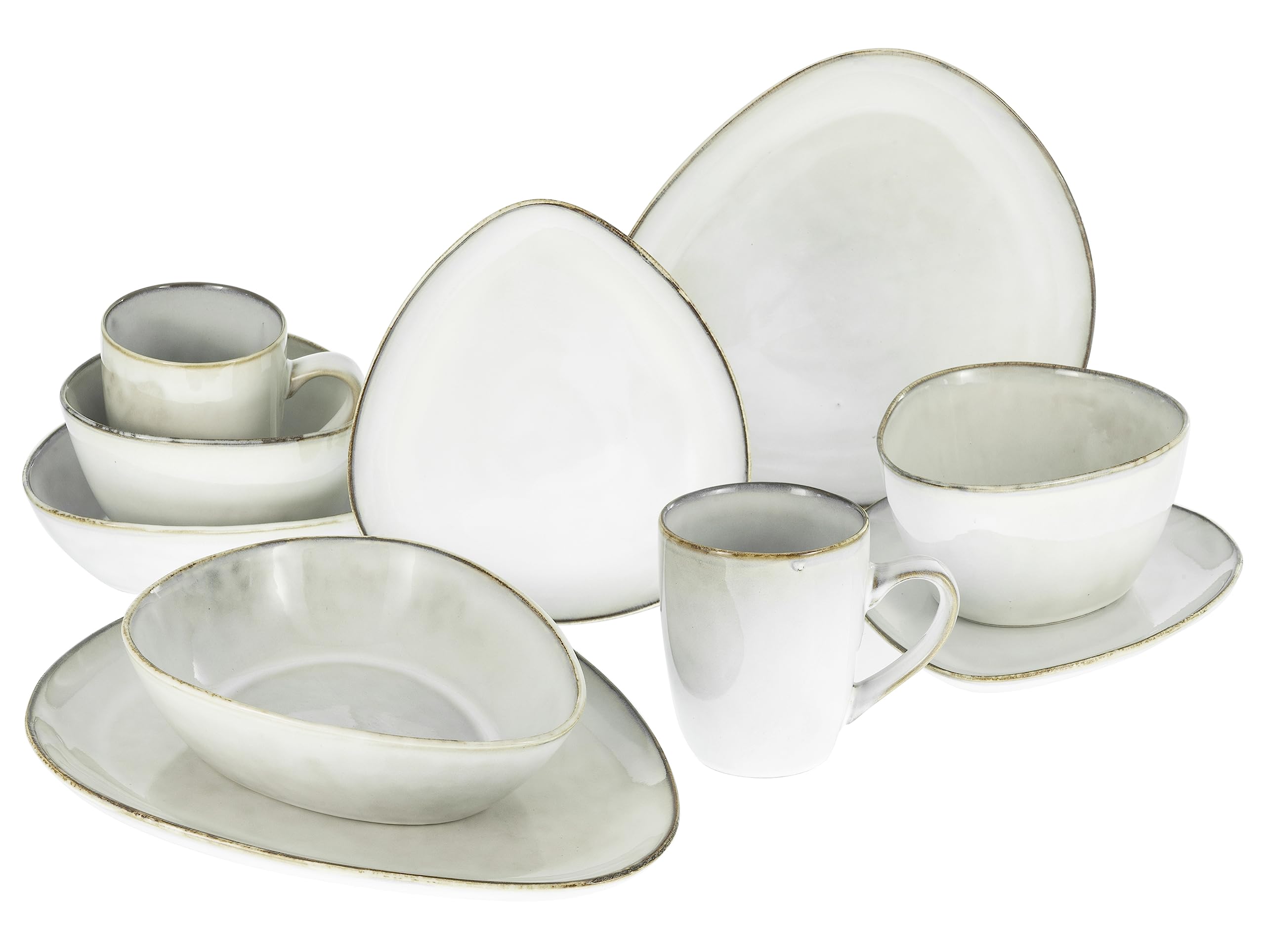 CreaTable, 23768, Serie CLOUDY, offwhite, 10-teiliges Geschirrset, Kombiservice aus Steinzeug, spülmaschinen- und mikrowellengeeignet, Qualitätsproduktion
