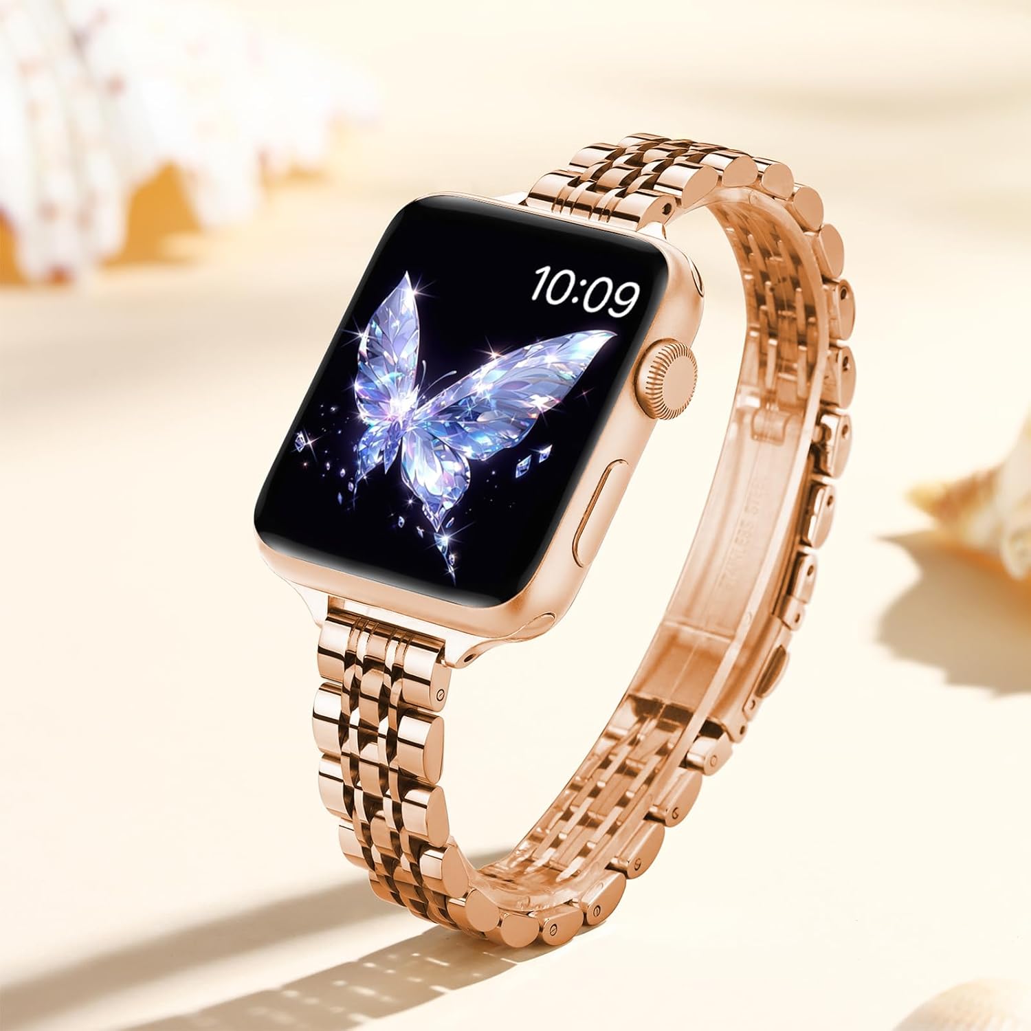 Slim Stainless Steel Band Compatible with Apple Watch Band 38mm 40mm 41mm 42mm 44mm 45mm 46mm 49mm,Women Fashion Metal Replacement Strap for iWatch Bands Series 11 10 9 8 7 6 5 4 3 2 1 SE - Image 5