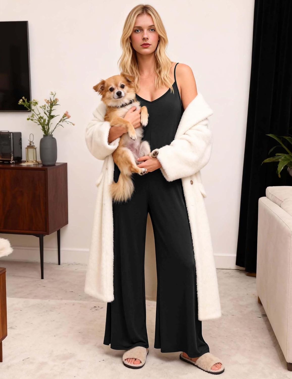 Ekouaer Women Jumpsuits Casual Boho Overalls Sleeveless Spaghetti Strap Long Pants Romper with Pockets - Image 6