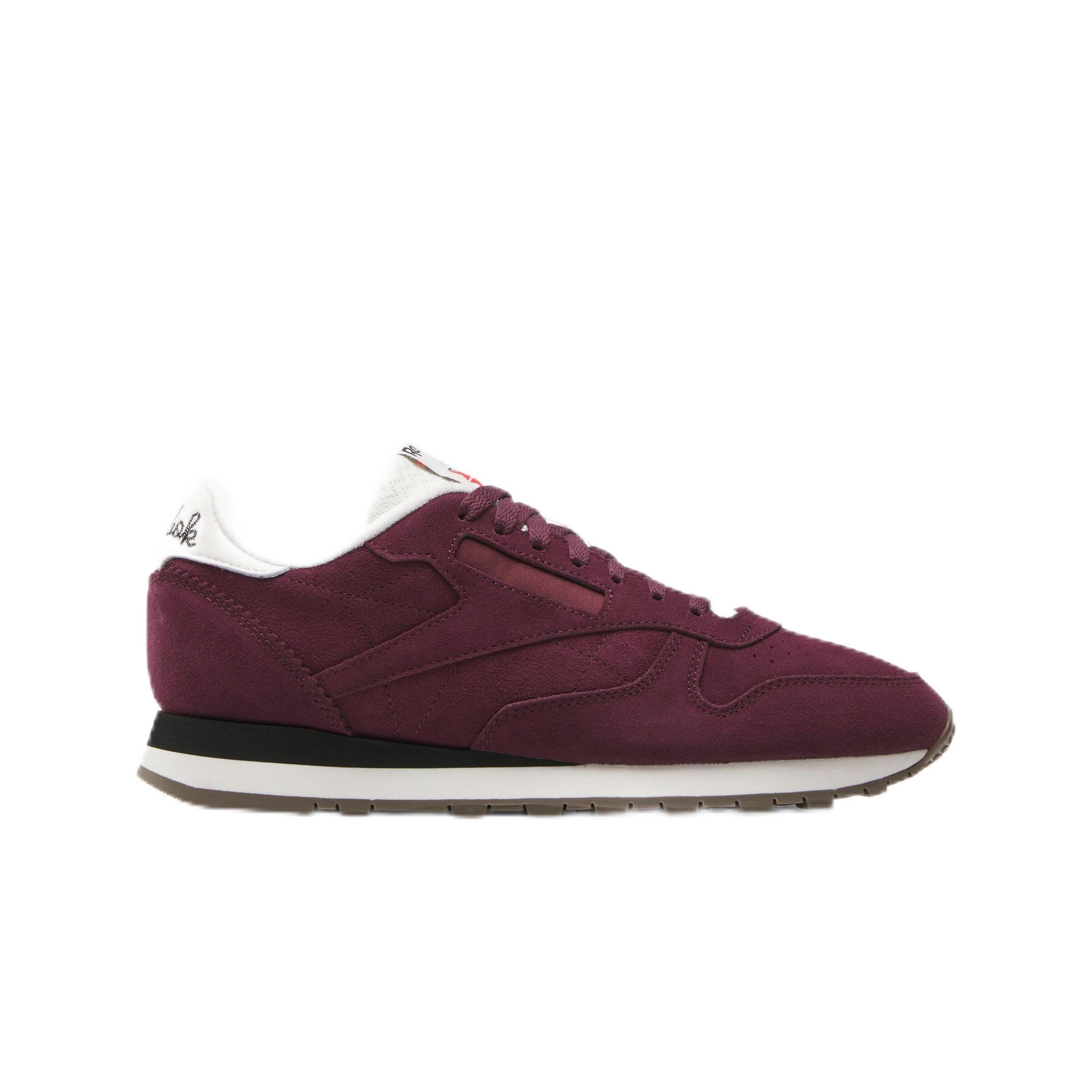Reebok Unisex Classic Leather Trainers, Black Cherry/Chalk/Black, 40.5 EU, Black Cherry Chalk Black, 8.5 UK