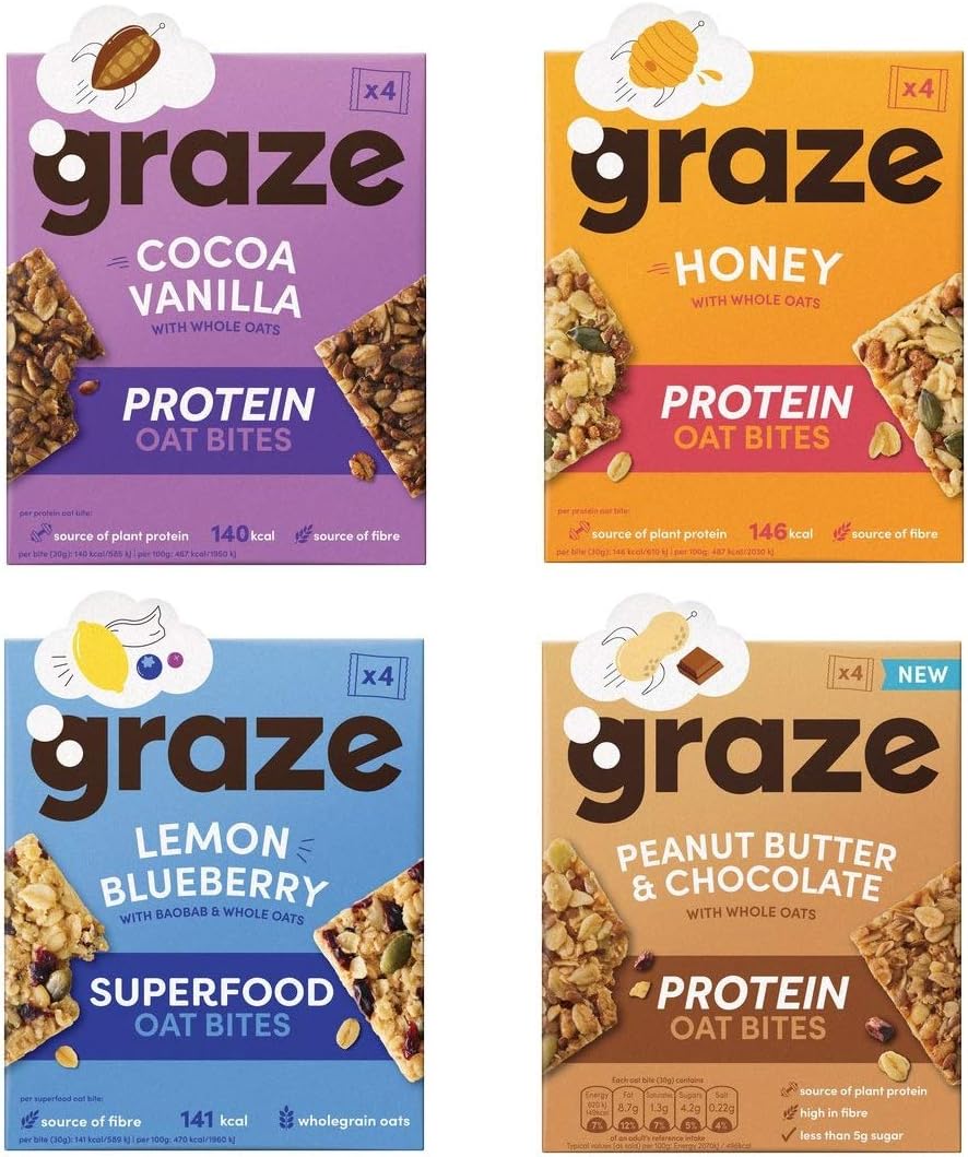 Graze Oat Bites WOW Bakes Nutty Protein Power Variety (Box - Pack of 4)
