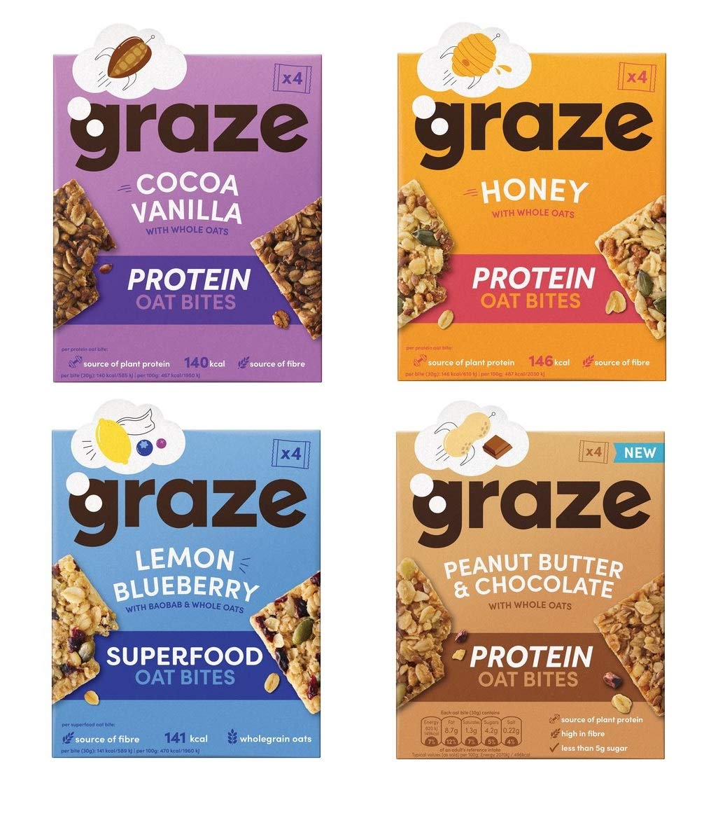 Graze Oat Bites WOW Bakes Nutty Protein Power Variety (Box - Pack of 4)