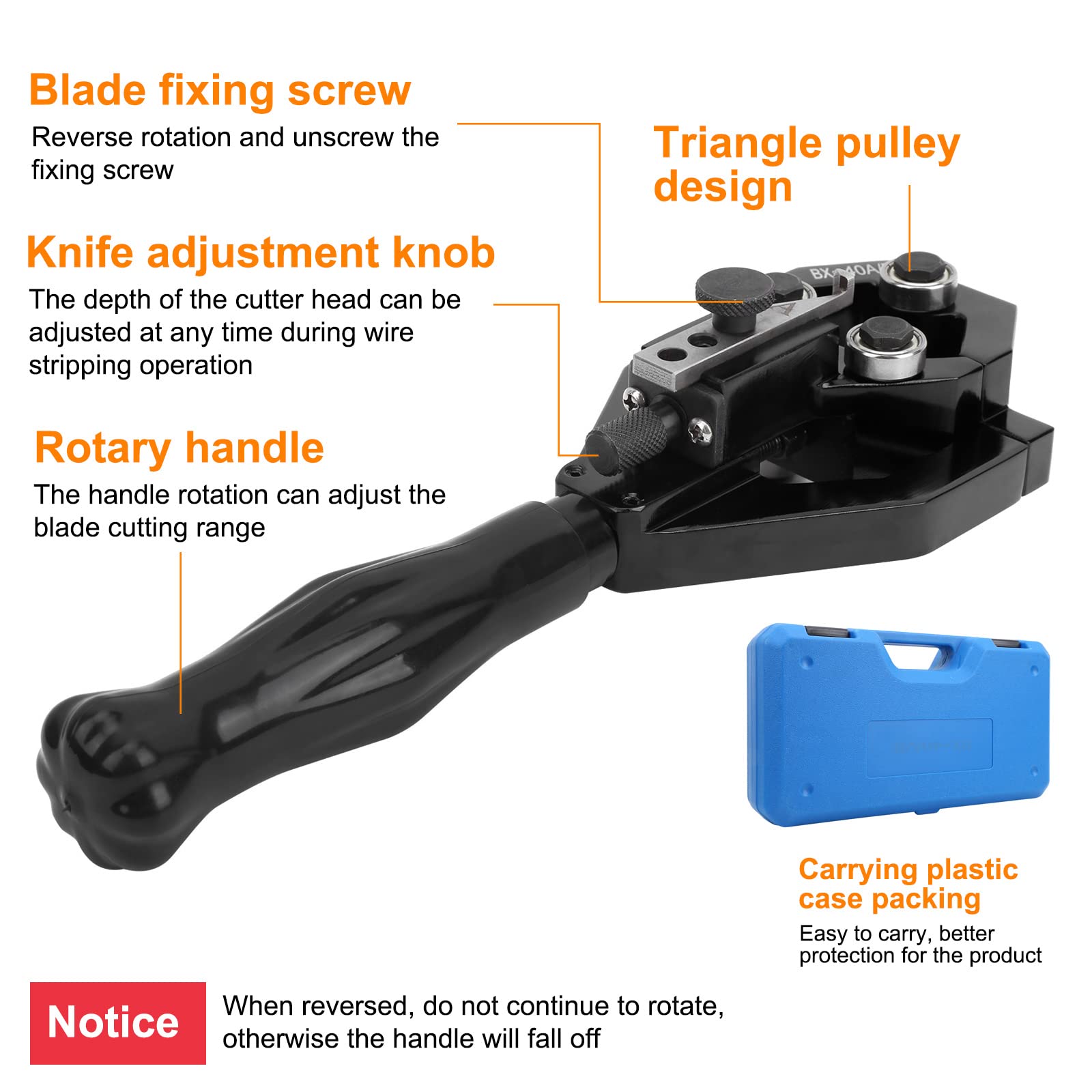 BX-40A/B Pelacables Versátil Cortador de cables Multifuncional Alicates Pelacables Ergonómicos Herramientas de Mano Rango de Pelado 40mm