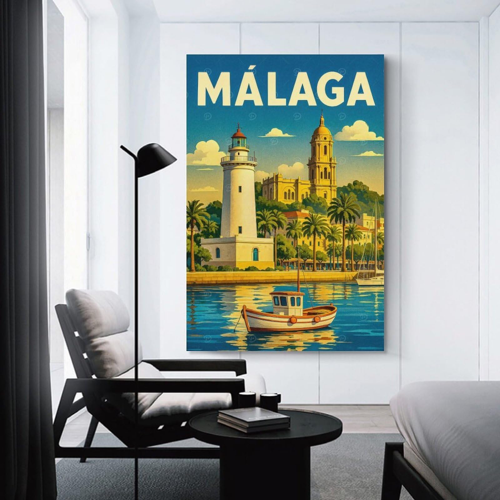 Junmoney Unframe-Style-6 Canvas Wall Picture Málaga Travel, 20X30inch(50X75cm), For Gallery Wall Decor And Room Displays, Decorative Artwork With Flexible Styling