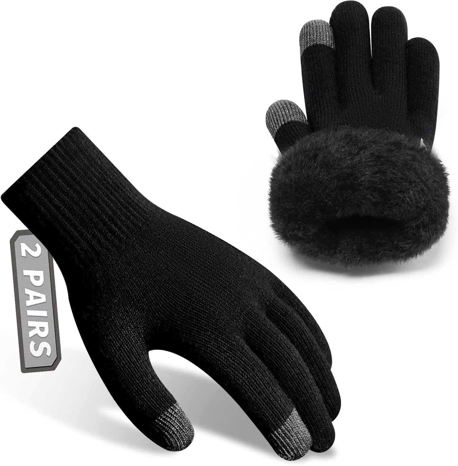 Rahhint Wool Winter Gloves Men Women Fleece lined Knit Gloves with Touchscreen Fingers Insulated Gloves Keep Hand Warm Gift