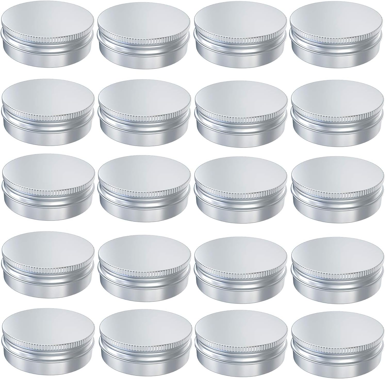 1 Ounce Aluminum Tin Jar Refillable Container, with Screw Lid, Silver 20 pcs