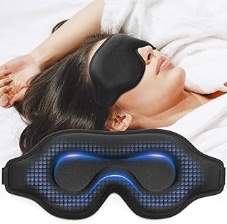 Sleep Eye Mask for Men Women, Weighted Sleeping Mask for Side Sleeper, Travel Blackout Night Blindfold Eye Shade Cover with Adjustable Strap (Obsidian, 4.6oz)